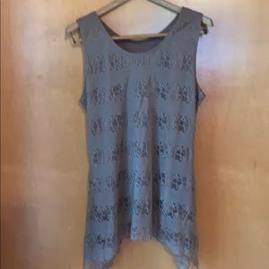 Light brown cool tank w lace overlay
